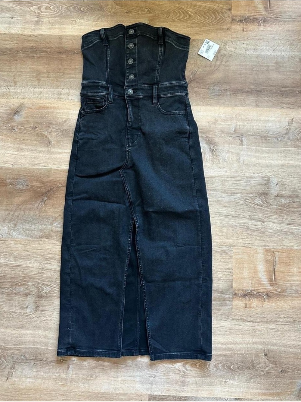 New black denim strapless dress